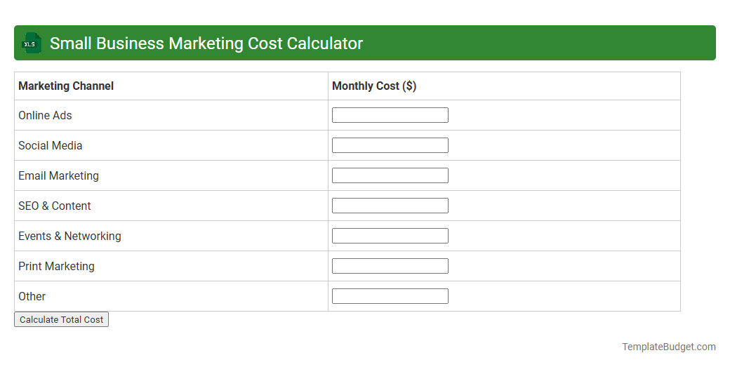 Small Business Marketing Cost Calculator