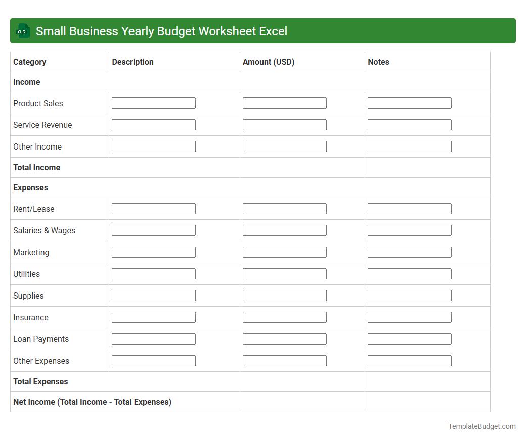 Small Business Yearly Budget Worksheet Excel