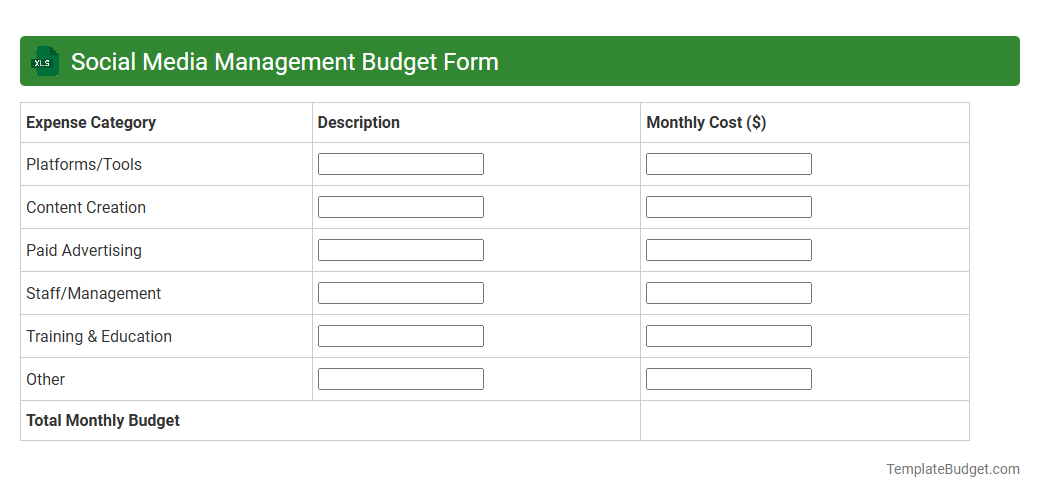 Social Media Management Budget Form