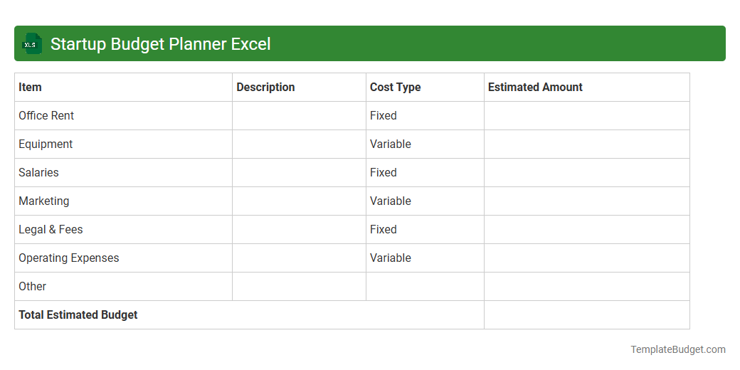 Startup Budget Planner Excel