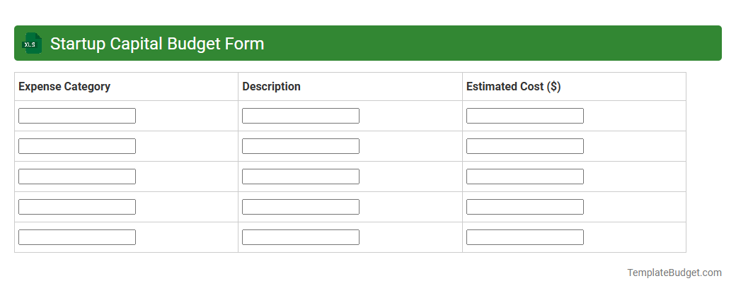 Startup Capital Budget Form