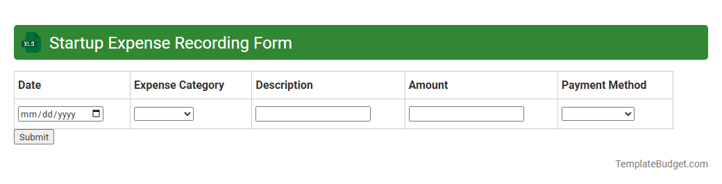 Startup Expense Recording Form