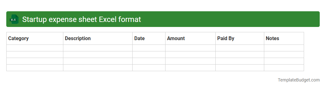 Startup expense sheet Excel format