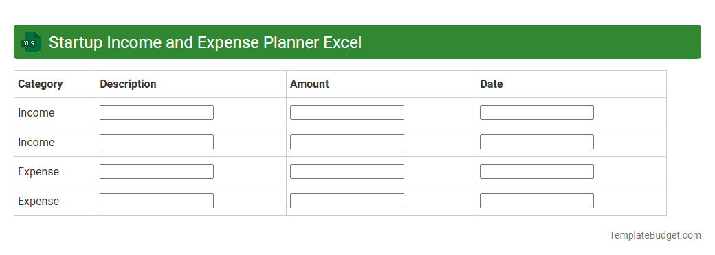 Startup Income and Expense Planner Excel