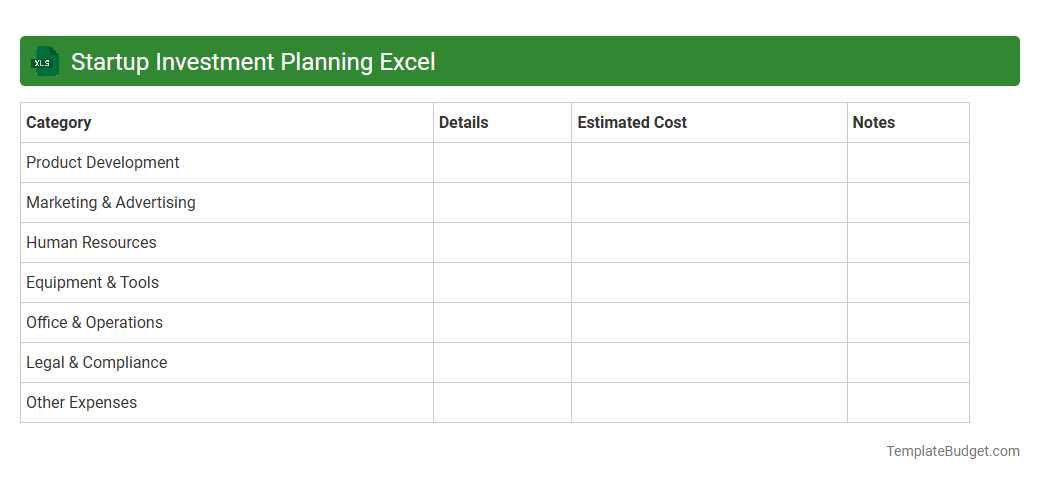 Startup Investment Planning Excel