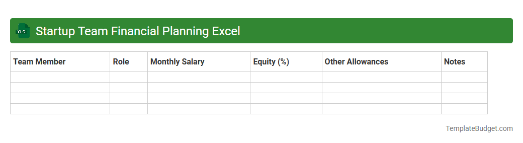 Startup Team Financial Planning Excel