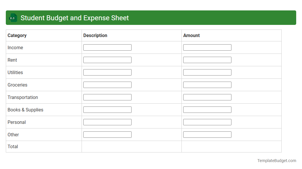 Student Budget and Expense Sheet