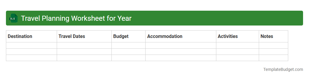 Travel Planning Worksheet for Year