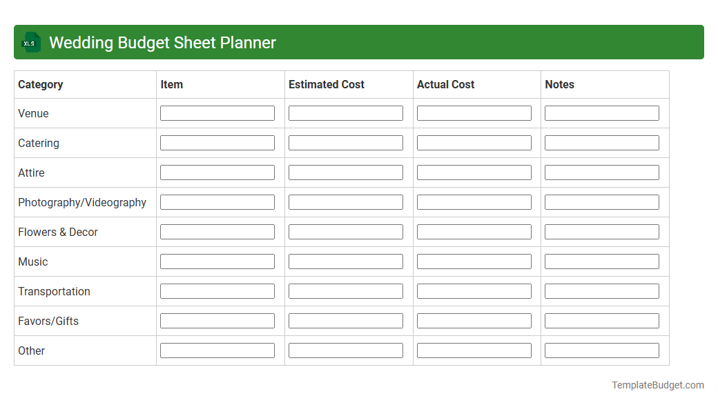 Wedding Budget Sheet Planner