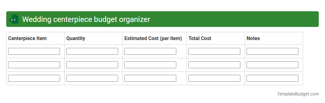 Wedding centerpiece budget organizer