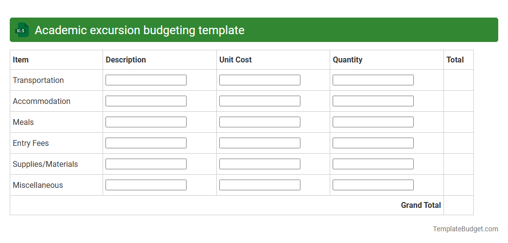 Academic excursion budgeting template