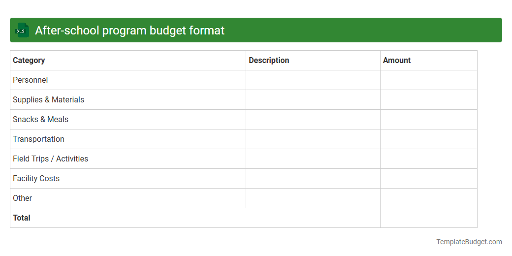 After-school program budget format