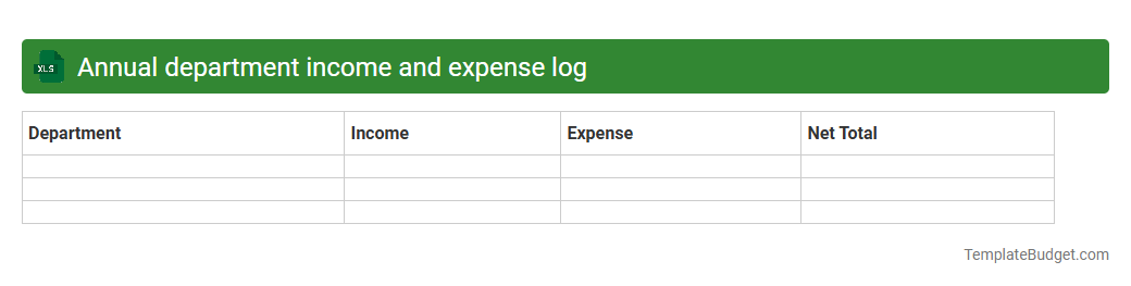 Annual department income and expense log