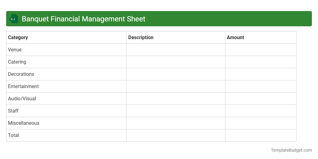 Banquet Financial Management Sheet