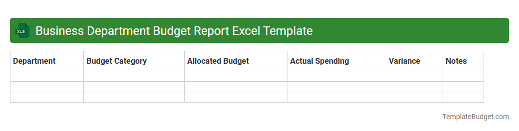 Business Department Budget Report Excel Template