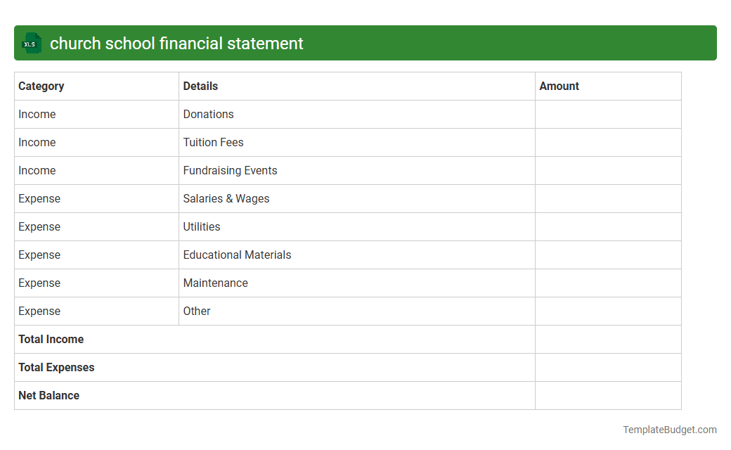 church school financial statement