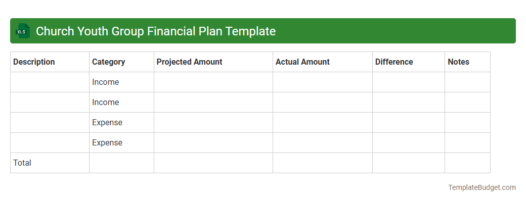 Church Youth Group Financial Plan Template