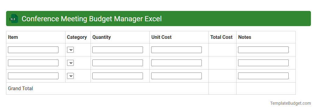 Conference Meeting Budget Manager Excel