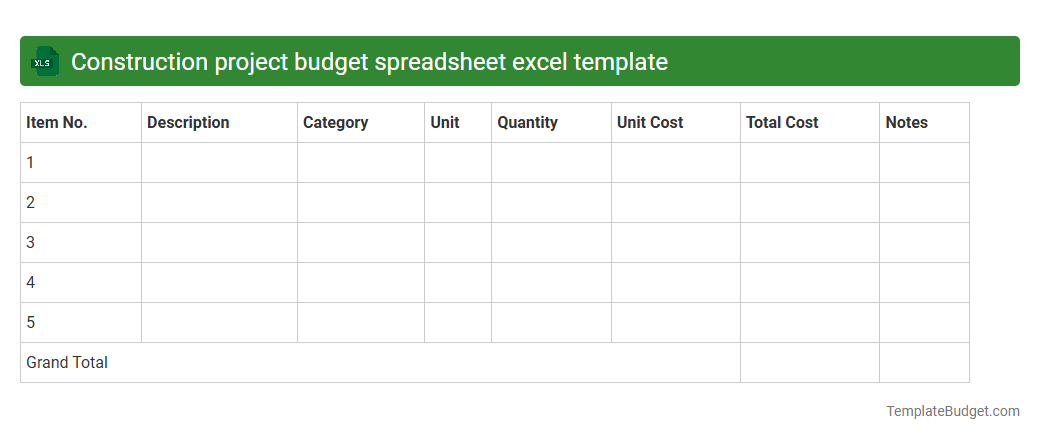 Construction project budget spreadsheet excel template