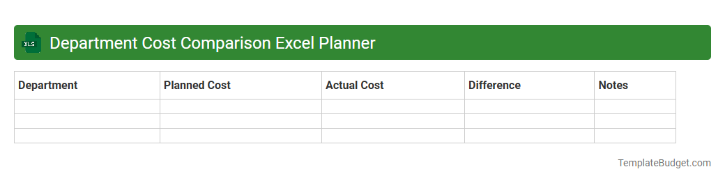 Department Cost Comparison Excel Planner