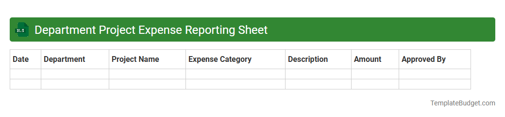 Department Project Expense Reporting Sheet