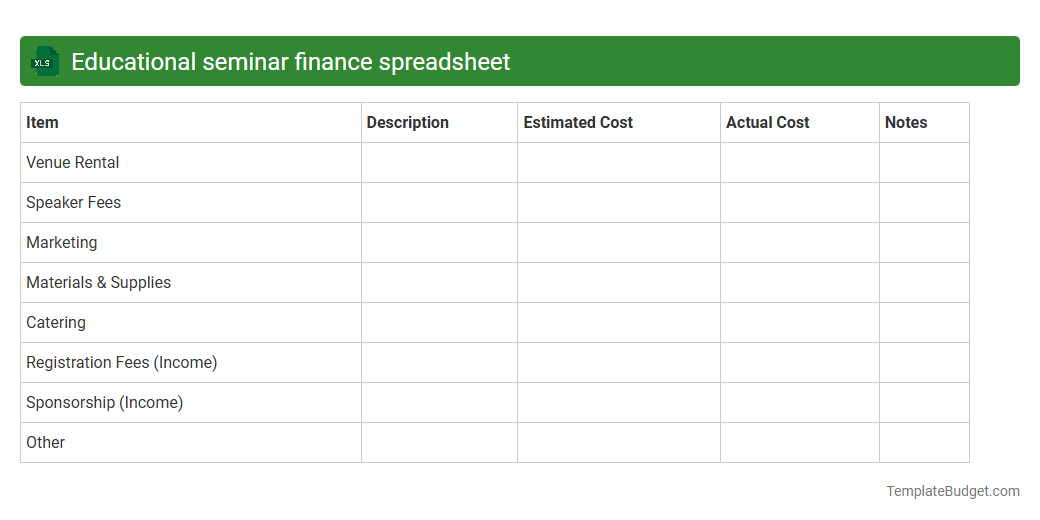 Educational seminar finance spreadsheet