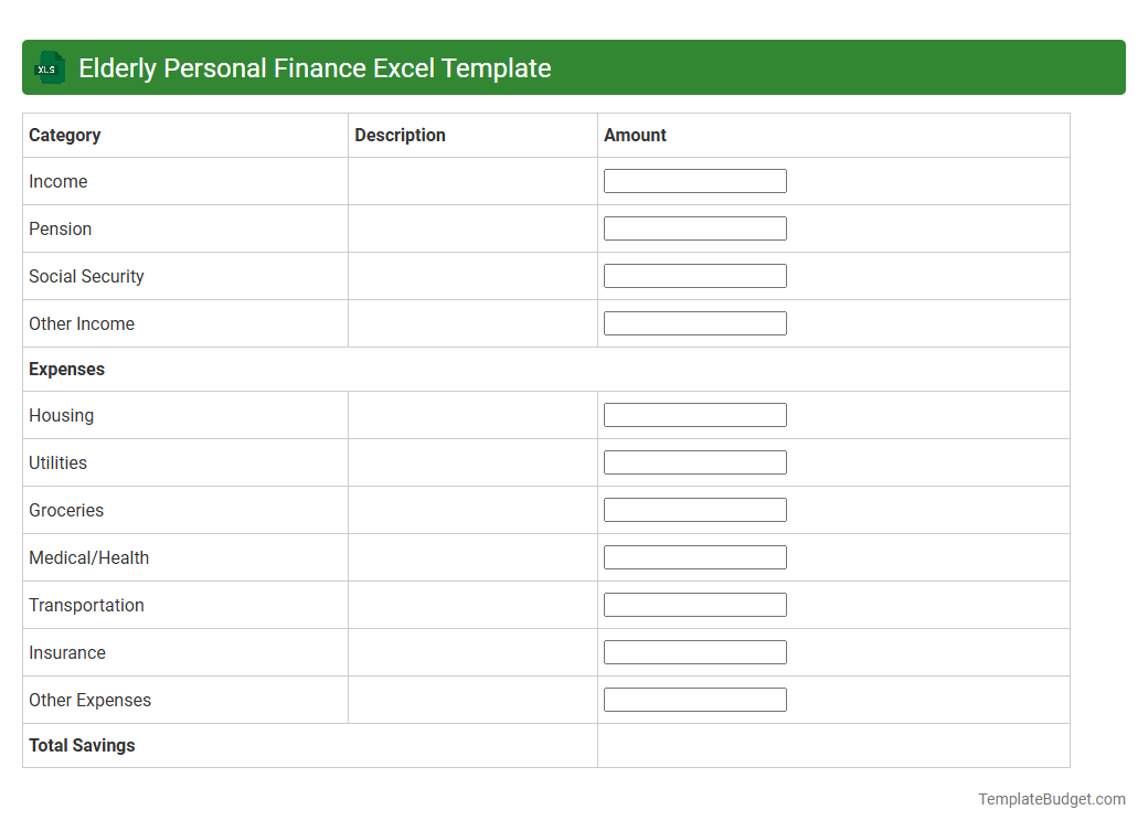 Elderly Personal Finance Excel Template