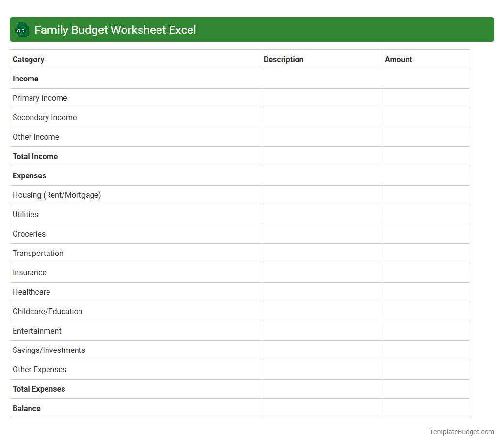 Family Budget Worksheet Excel
