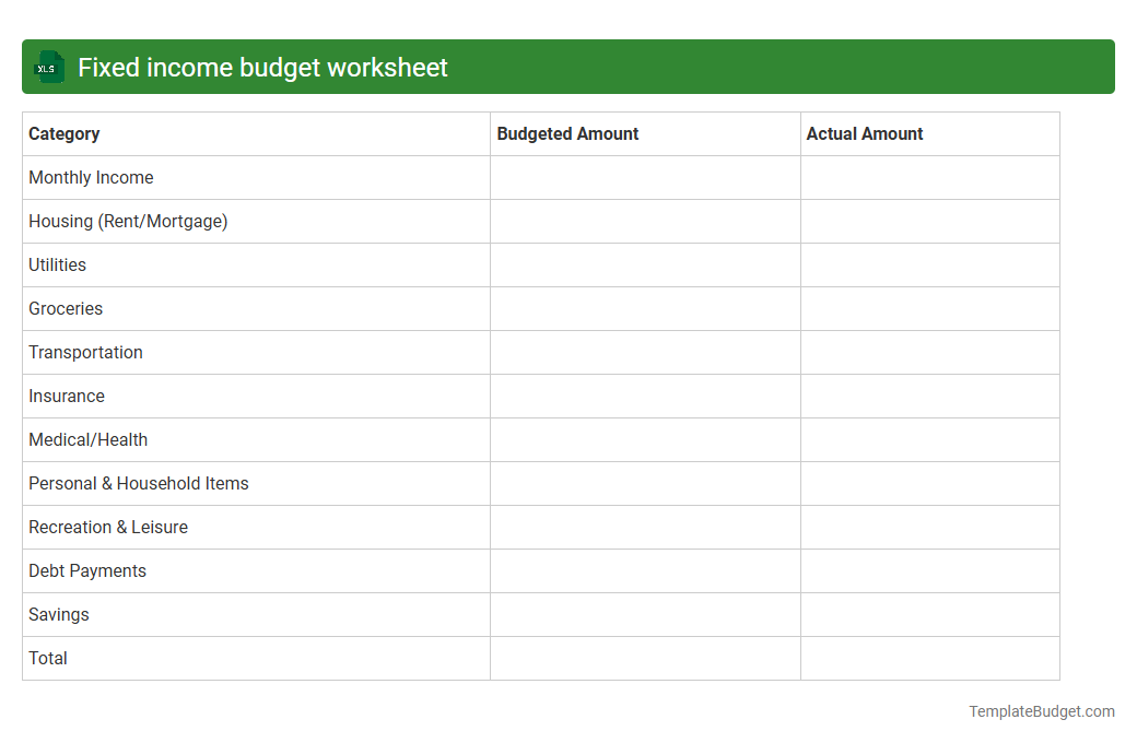 Fixed income budget worksheet