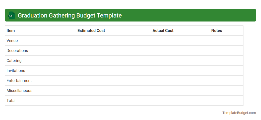 Graduation Gathering Budget Template