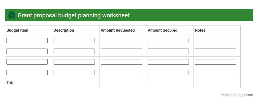 Grant proposal budget planning worksheet