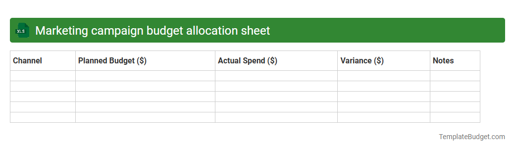 Marketing campaign budget allocation sheet