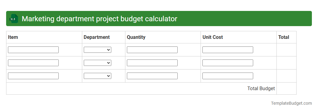 Marketing department project budget calculator