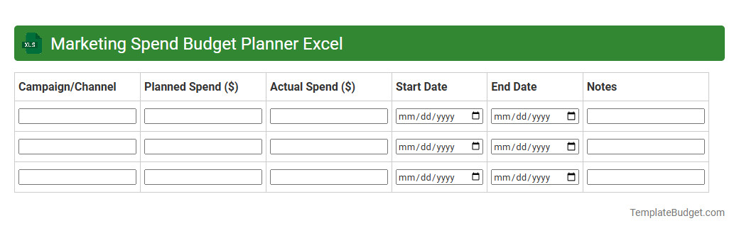 Marketing Spend Budget Planner Excel
