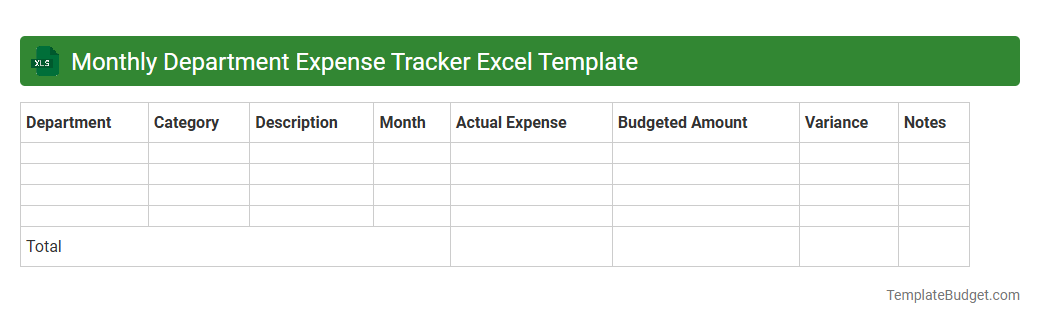 Monthly Department Expense Tracker Excel Template