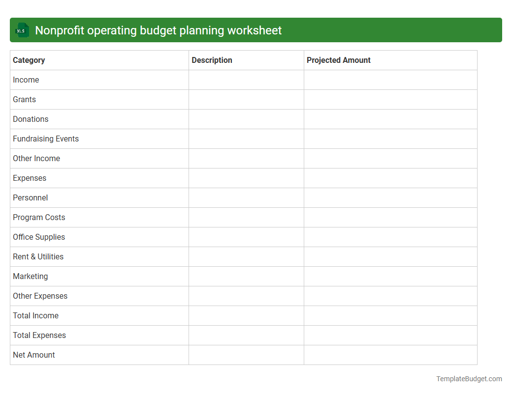 Nonprofit operating budget planning worksheet