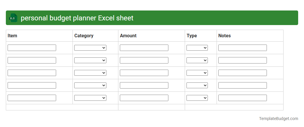 personal budget planner Excel sheet
