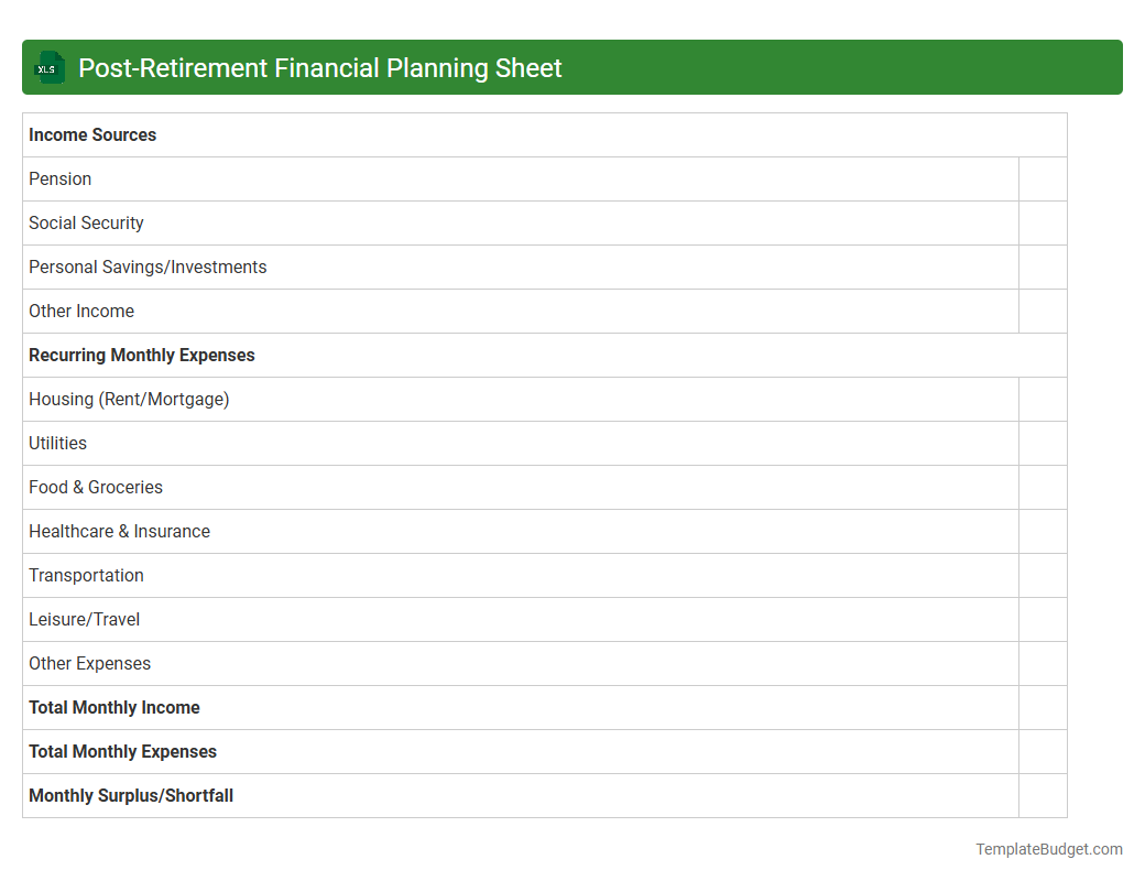 Post-Retirement Financial Planning Sheet
