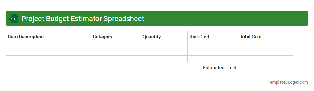 Project Budget Estimator Spreadsheet