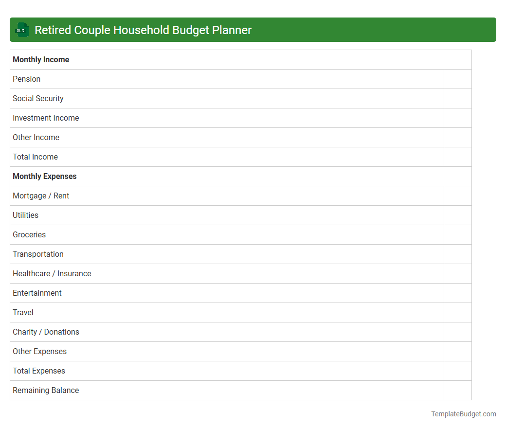 Retired Couple Household Budget Planner