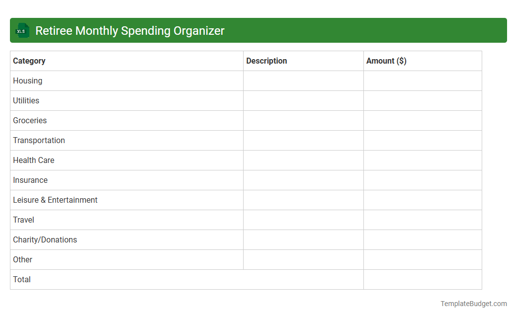 Retiree Monthly Spending Organizer