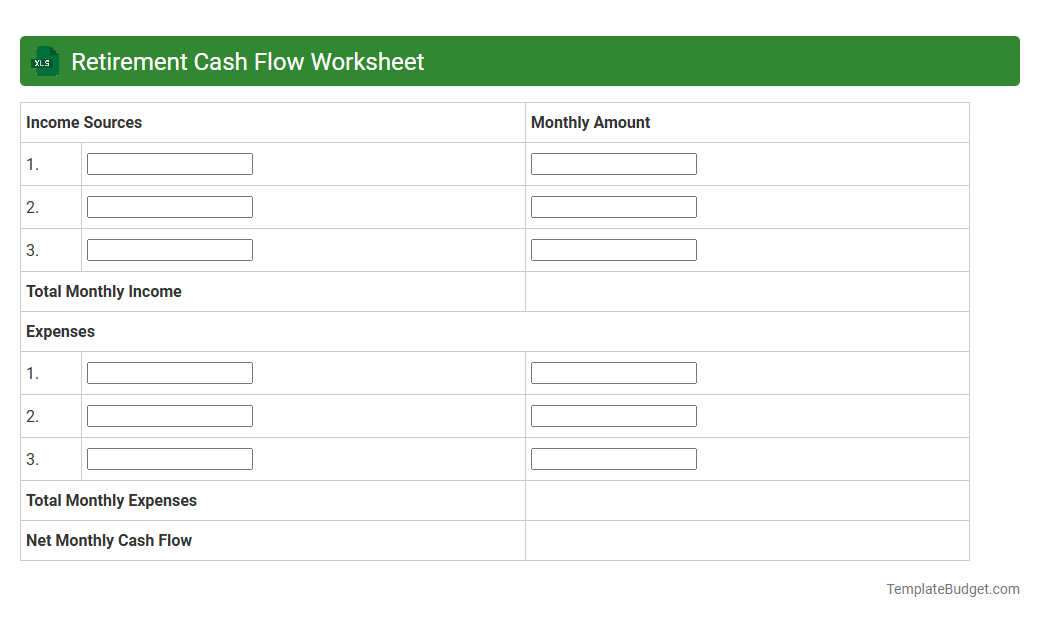 Retirement Cash Flow Worksheet