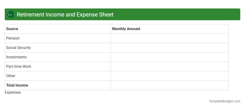 Retirement Income and Expense Sheet