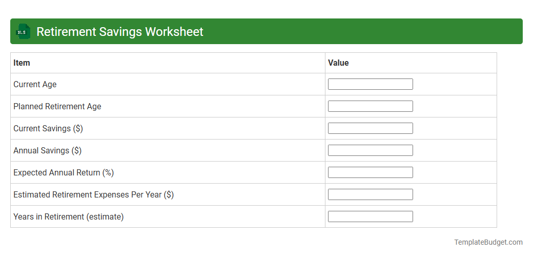 Retirement Savings Worksheet