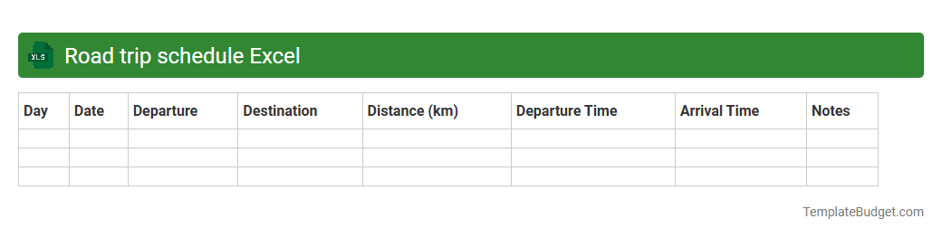 Road trip schedule Excel
