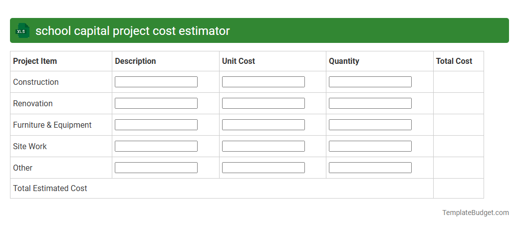 school capital project cost estimator