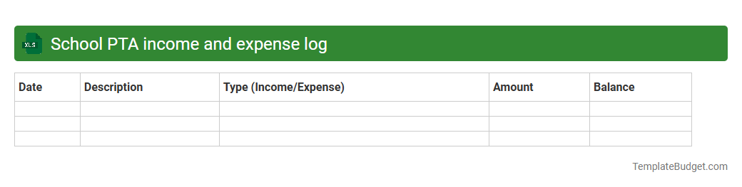 School PTA income and expense log