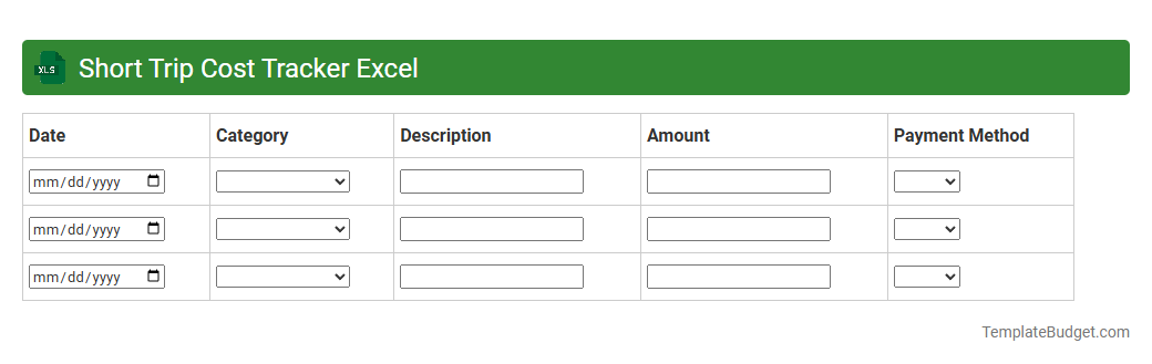 Short Trip Cost Tracker Excel