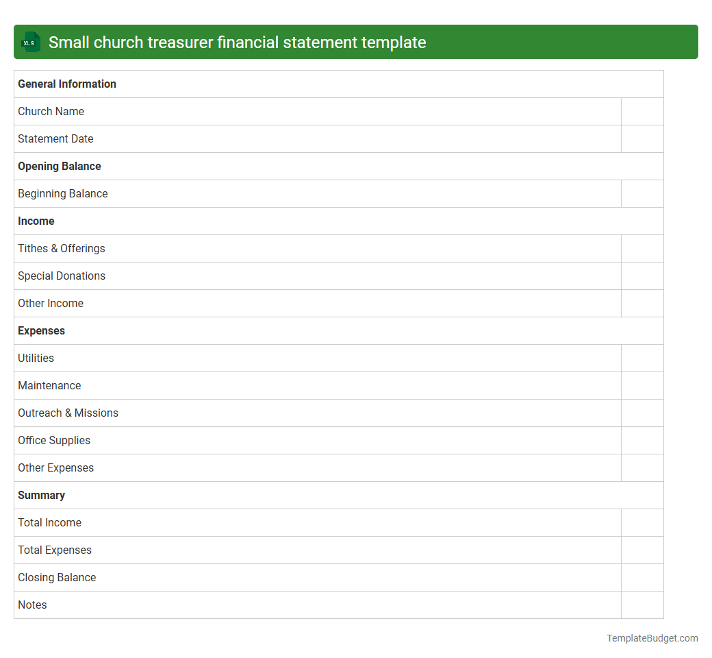 Small church treasurer financial statement template