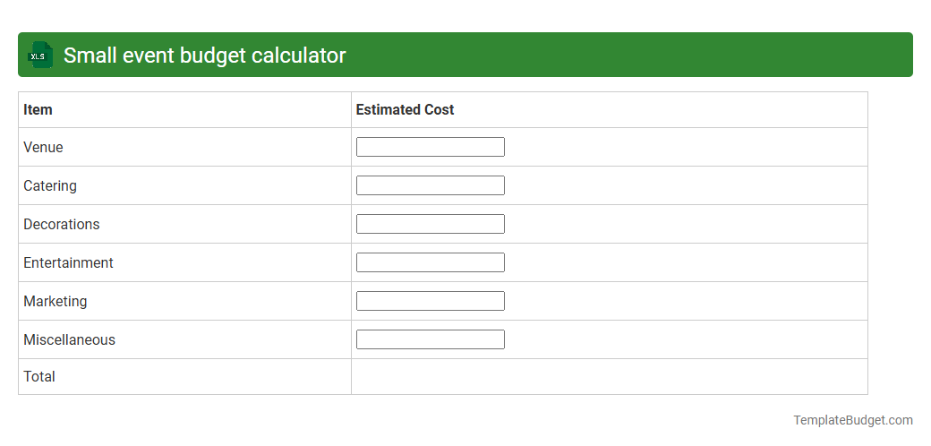 Small event budget calculator